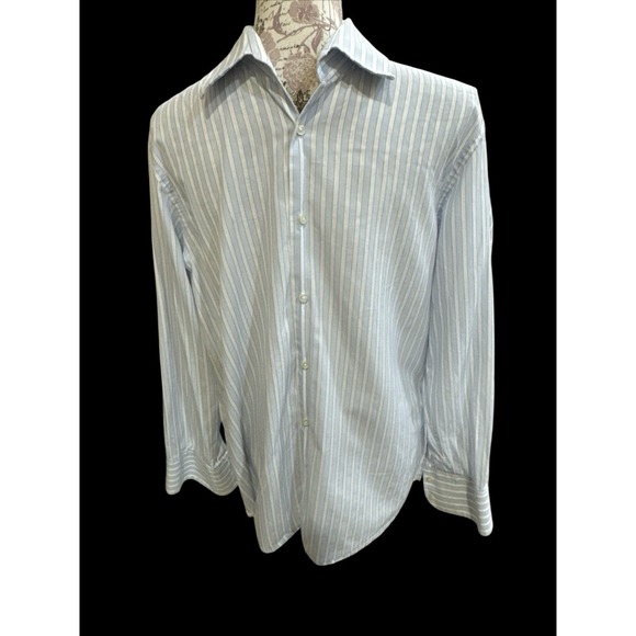 Hugo Boss Other - Men's Hugo Boss Blue Stripe Button Down Shirt 100% Cotton Size 16 34/35 2 Ply
